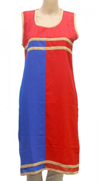 Mayawye Women's Synthetic Kurtis (Red, Blue, M)