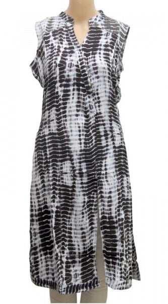 Mayawye Women's Rayon Kurtis (Black, White, L)