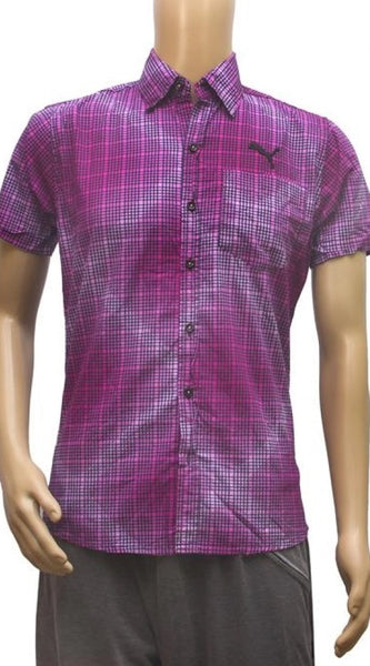 Mayawye Mens Cotton Mix Casual Men Shirts (Violet, L)