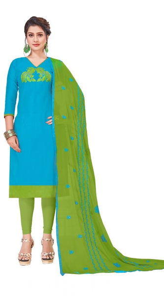 Mayawye Women's Modal Silk Unstitched Salwar-Suit Material With Dupatta (Sky Blue, 2 Mtr)