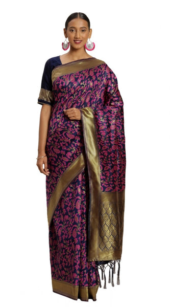 Mayawye Women's Banarasi silk Saree with Blouse (Multi, 5-6mtr)