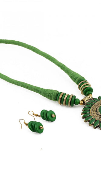 Green Color Designer Tibetan Style Fashion Necklace set