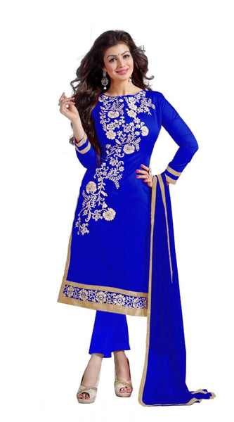 Mayawye Women's Chanderi Unstitched Salwar Suit-Material With Dupatta (Blue,2 Mtrs)