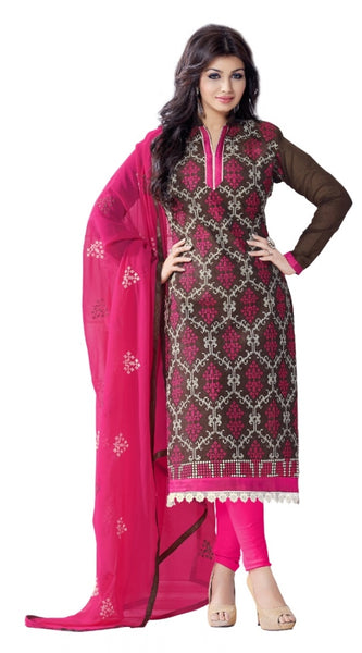 Mayawye Women's Chanderi Unstitched Salwar Suit-Material With Dupatta (Brown,2.2 Mtrs)