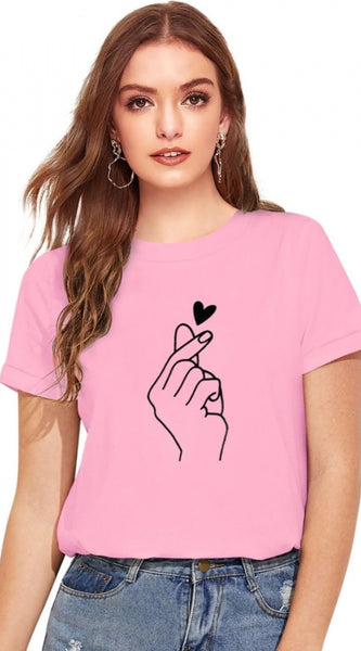 Mayawye Women's Cotton Western Wear T Shirt (Pink)