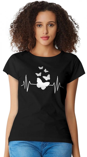 Mayawye Women's Cotton Western Wear T Shirt (Black)