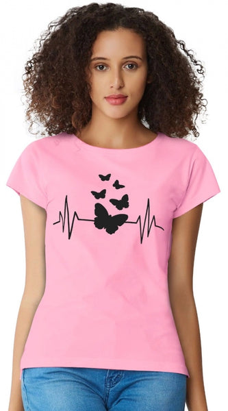Mayawye Women's Cotton Western Wear T Shirt (Pink)