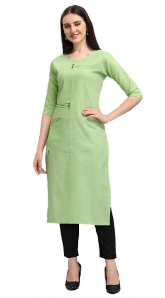 Mayawye Women's Cotton Straight Kurti (Pista)