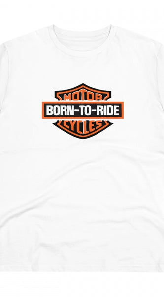 Mayawye Men's PC Cotton Bike Ride Design Printed T Shirt (Color: White, Thread Count: 180GSM)
