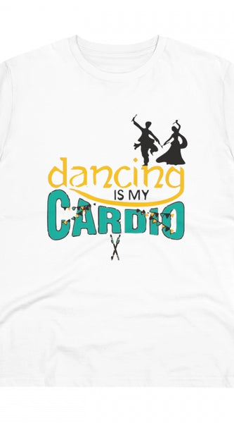Mayawye Men's PC Cotton Dancing Is My Cardio Printed T Shirt (Color: White, Thread Count: 180GSM)