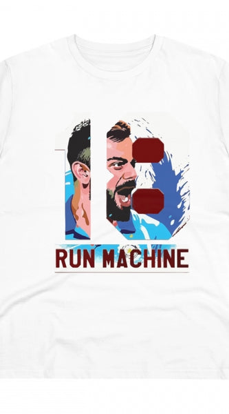 Mayawye Men's PC Cotton Cricket Design Printed T Shirt (Color: White, Thread Count: 180GSM)