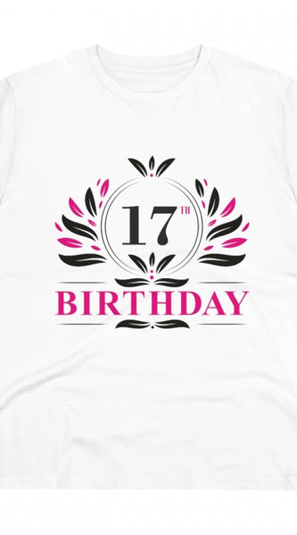 Mayawye Men's PC Cotton 17th Birthday Printed T Shirt (Color: White, Thread Count: 180GSM)