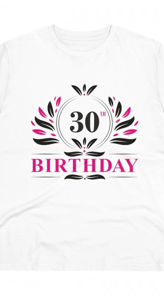 Mayawye Men's PC Cotton 30th Birthday Printed T Shirt (Color: White, Thread Count: 180GSM)