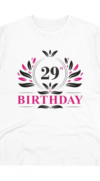 Mayawye Men's PC Cotton 29th Birthday Printed T Shirt (Color: White, Thread Count: 180GSM)