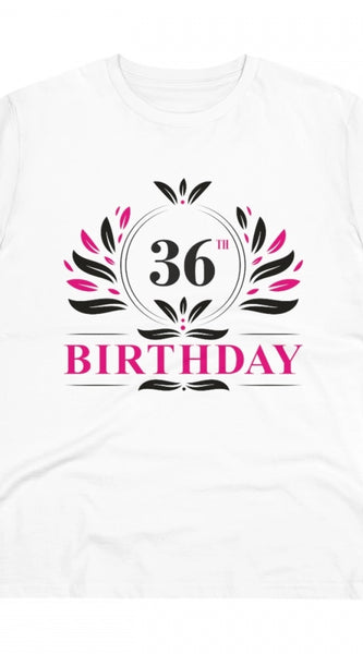 Mayawye Men's PC Cotton 36th Birthday Printed T Shirt (Color: White, Thread Count: 180GSM)
