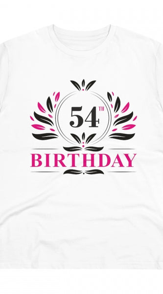 Mayawye Men's PC Cotton 54th Birthday Printed T Shirt (Color: White, Thread Count: 180GSM)