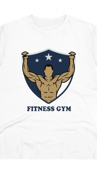 Mayawye Men's PC Cotton Fittnes Gym Printed T Shirt (Color: White, Thread Count: 180GSM)