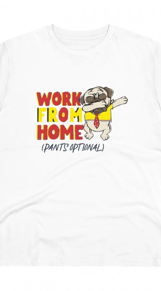 Mayawye Men's PC Cotton Work From Home Desing Printed T Shirt (Color: White, Thread Count: 180GSM)