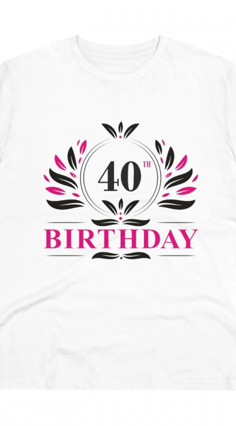 Mayawye Men's PC Cotton 40th Birthday Printed T Shirt (Color: White, Thread Count: 180GSM)