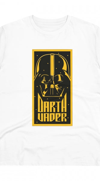 Mayawye Men's PC Cotton Darth Vader Printed T Shirt (Color: White, Thread Count: 180GSM)