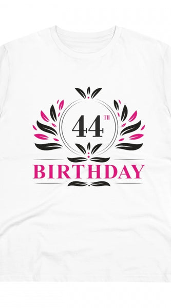 Mayawye Men's PC Cotton 44th Birthday Printed T Shirt (Color: White, Thread Count: 180GSM)