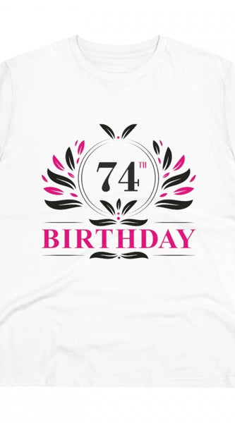 Mayawye Men's PC Cotton 74th Birthday Printed T Shirt (Color: White, Thread Count: 180GSM)