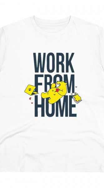 Mayawye Men's PC Cotton Work From Home Desing Printed T Shirt (Color: White, Thread Count: 180GSM)