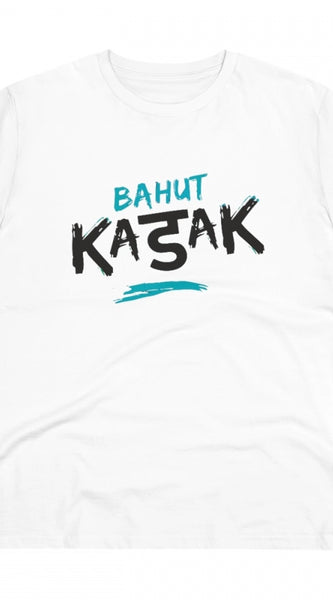 Mayawye Men's PC Cotton Bahot Kadak Printed T Shirt (Color: White, Thread Count: 180GSM)