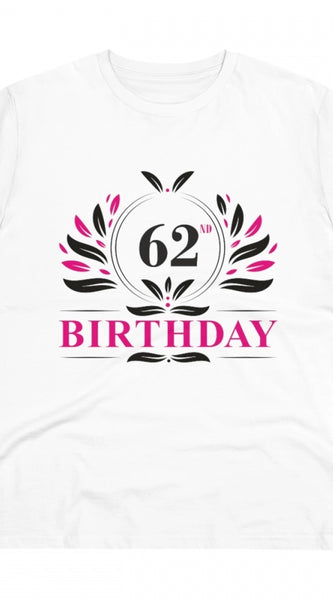 Mayawye Men's PC Cotton 62nd Birthday Printed T Shirt (Color: White, Thread Count: 180GSM)
