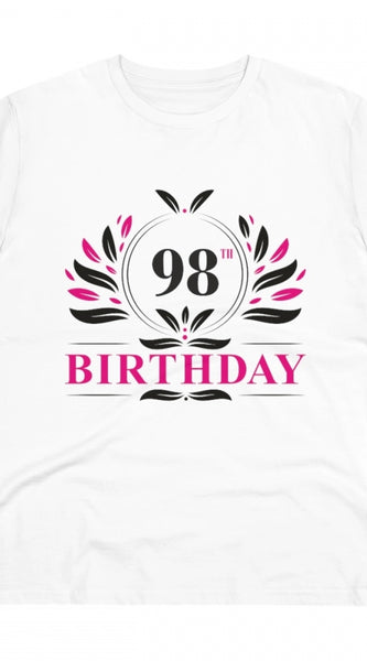 Mayawye Men's PC Cotton 98th Birthday Printed T Shirt (Color: White, Thread Count: 180GSM)