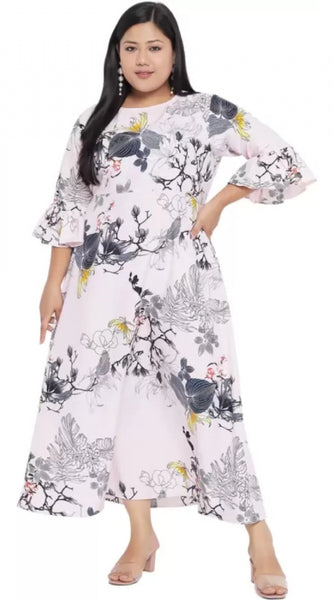 Mayawye Women's Fit And Flare White Dress (Color:White, Material:Polyester)