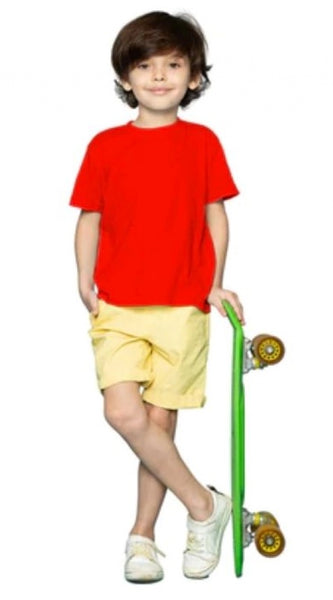 Mayawye Boys Cotton Plain Half Sleeve TShirt (Red)