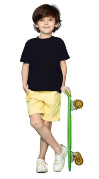 Mayawye Boys Cotton Plain Half Sleeve TShirt (Black)