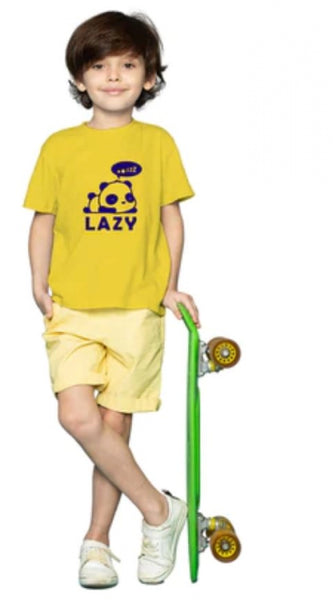 Mayawye Boys Cotton Lazy Half Sleeve TShirt (Mustard)