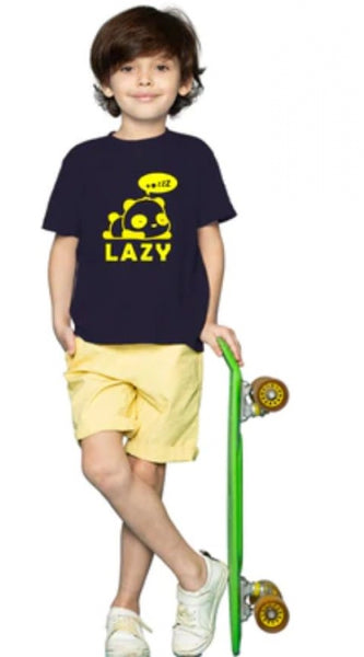 Mayawye Boys Cotton Lazy Half Sleeve TShirt (Black)