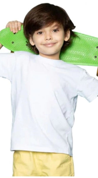 Mayawye Boys Cotton Plain Half Sleeve TShirt (White)