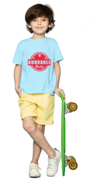 Mayawye Boys Cotton Adorable Baby Half Sleeve TShirt (Sky Blue)