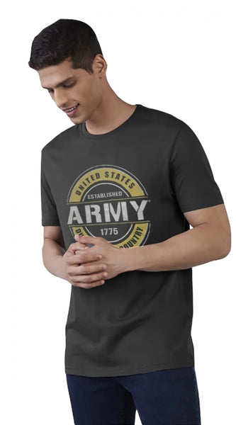 Mayawye Men's Casual Half sleeve Printed Cotton Crew Neck T-shirt (Black)