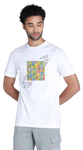Mayawye Men's Casual Half sleeve Printed Polyester Crew Neck T-shirt (White)