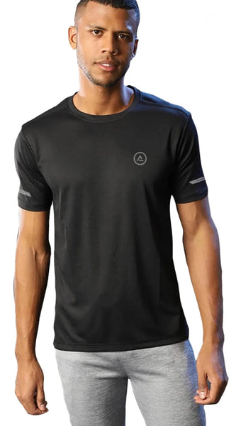 Mayawye Men's Casual Half sleeve Solid Polyester Crew Neck T-shirt (Black)