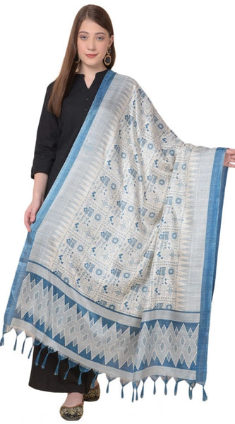Mayawye Women's Art Silk Printed Dupatta (Turquoise, Length: 2.25 to 2.50 Mtr)