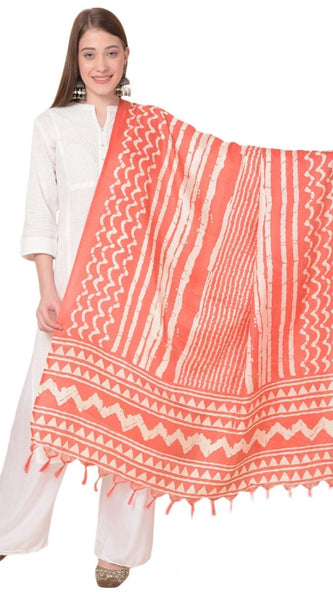 Mayawye Women's Art Silk Printed Dupatta (Orange, Length: 2.25 to 2.50 Mtr)