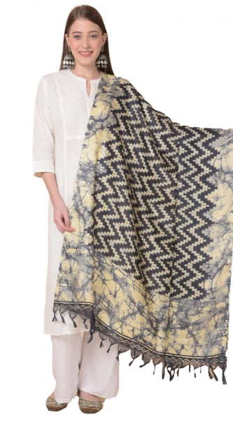 Mayawye Women's Art Silk Printed Dupatta (Black, Length: 2.25 to 2.50 Mtr)