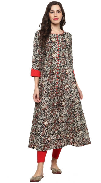 Mayawye Women's Casual 3/4 th Sleeve Printed Cotton Kurti (MultiColor)