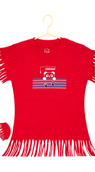 Mayawye Girl's Casual Short Sleeve Printed Cotton T Shirt (Red)