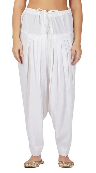 Mayawye Women's Casual Cotton Cambric Solid Drawstring Bottomwear (White)