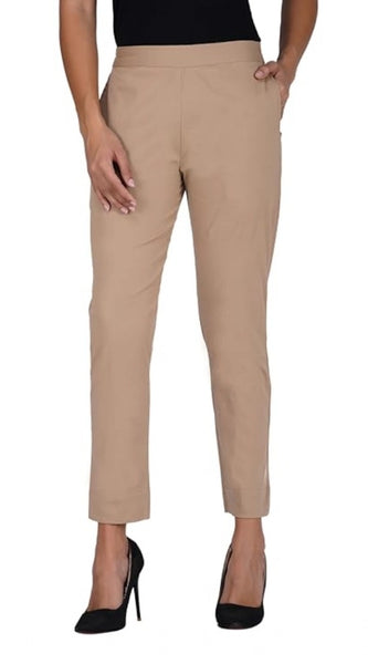 Mayawye Women's Casual Cotton Lycra Solid Trouser Pants (Beige)