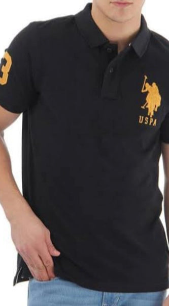 Mayawye Men's Casual Half sleeve Solid Cotton Polo Neck T-shirt (Black)