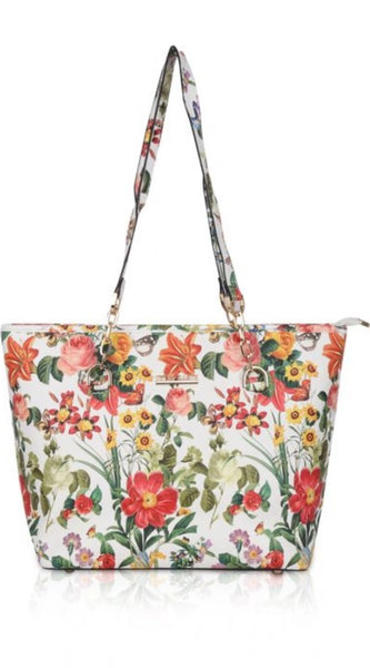 Mayawye Women's Faux Leather Printed Tote Bag (White Orang)