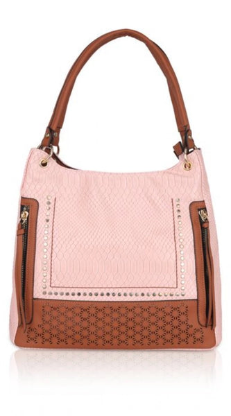 Mayawye Women's Faux Leather Printed Tote Bag (Pink)
